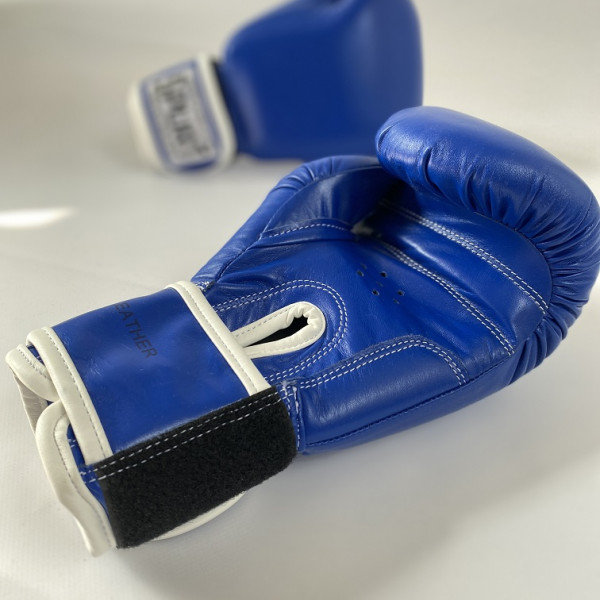 Боксерські рукавички шкіра сині Spurt English style 12 oz