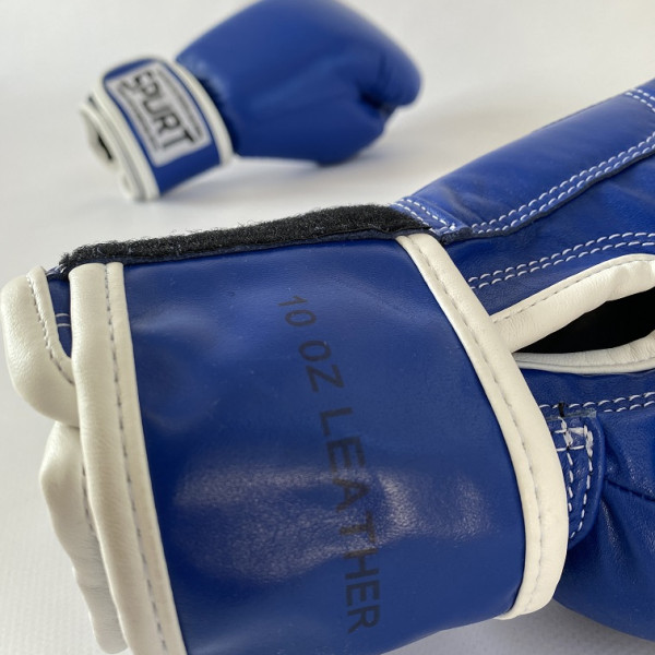 Боксерські рукавички шкіра сині Spurt English style 12 oz