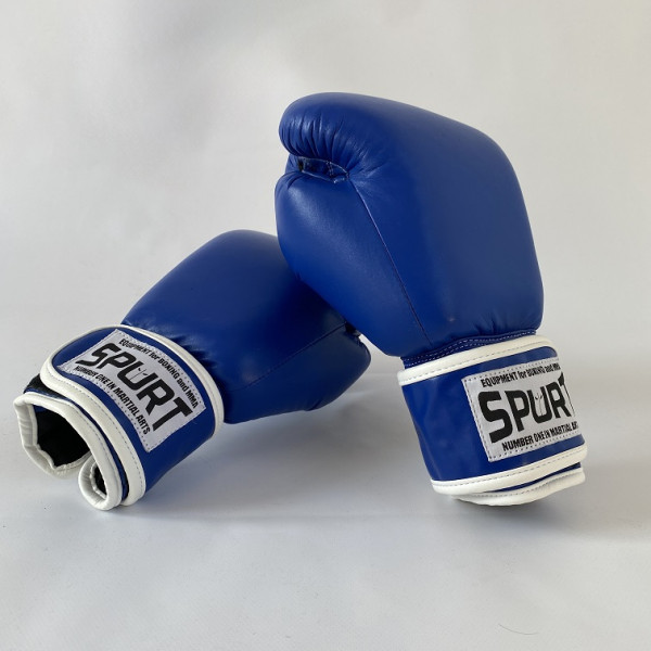 Боксерські рукавички шкіра сині Spurt English style 12 oz