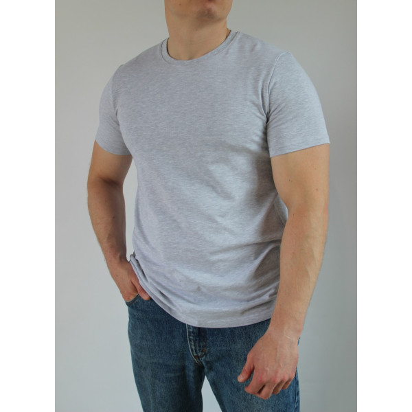 Футболка чоловіча меланж сіра бавовна  Oeko-tex 